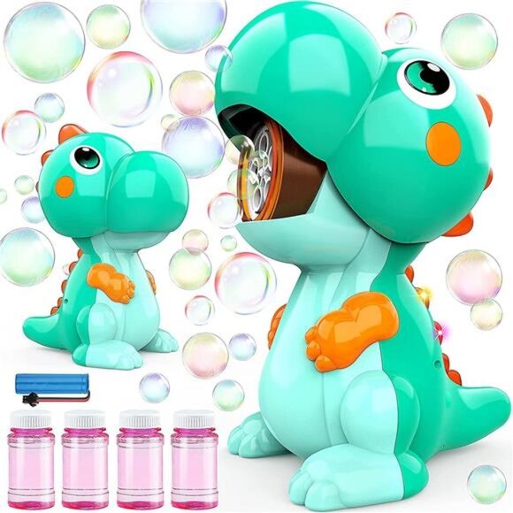 EduCuties Bubble Machine for Kids, Dinosaur Toys Automatic Bubble Blower Maker w - Picture 1 of 6